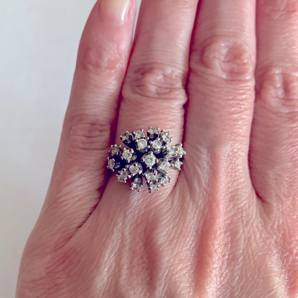 J. Crew sterling silver and cz bursting cocktail ring